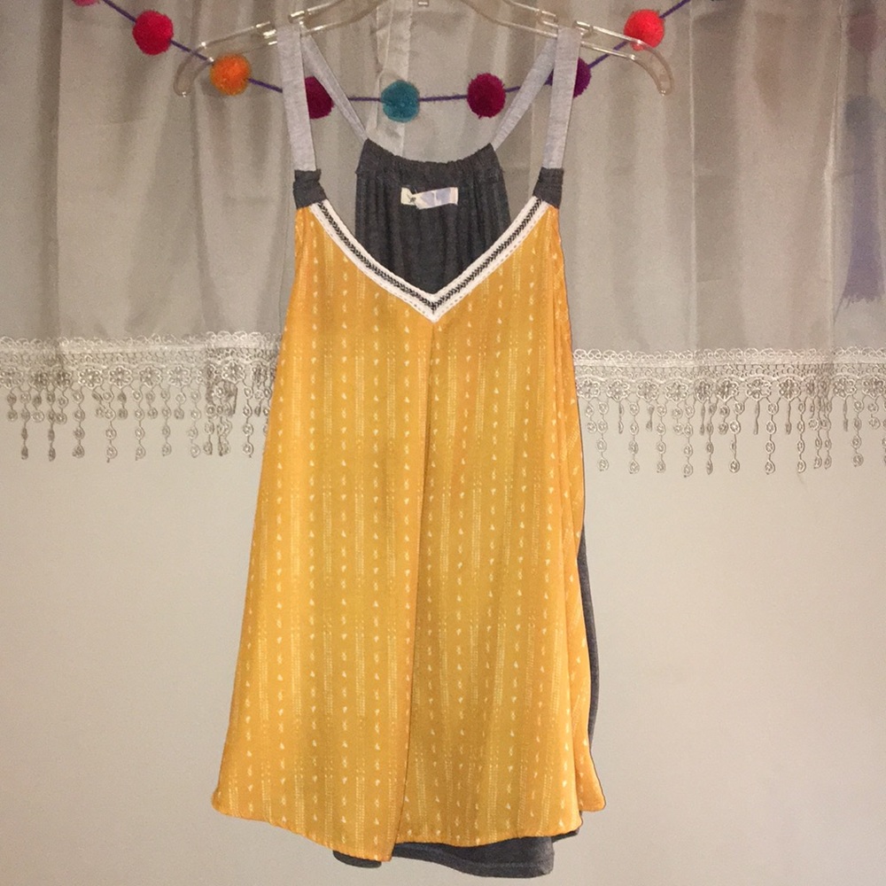 Dry Goods Jolt yellow and gray printed tank top